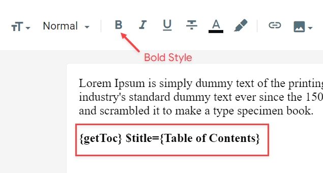 Table of contents