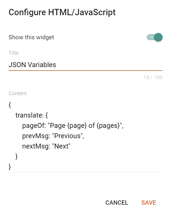 JSON Variables
