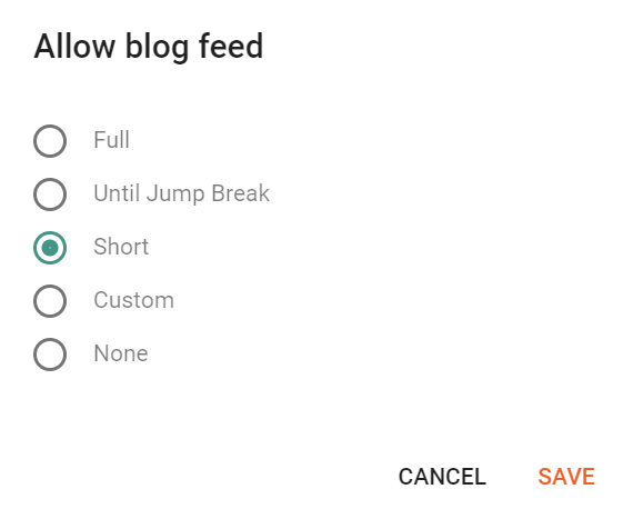 Feed settings