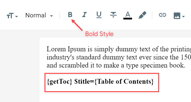 Table of contents