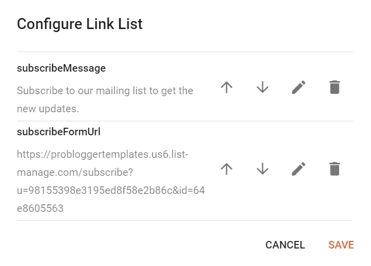 Subscribe form options